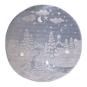 Large Footed Christmas Serving Platter with a Winter Wonderland 14 1/2"